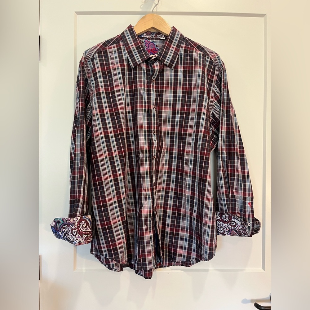 Robert Graham Button Down Plaid Pasiley Dress Shi… - image 1